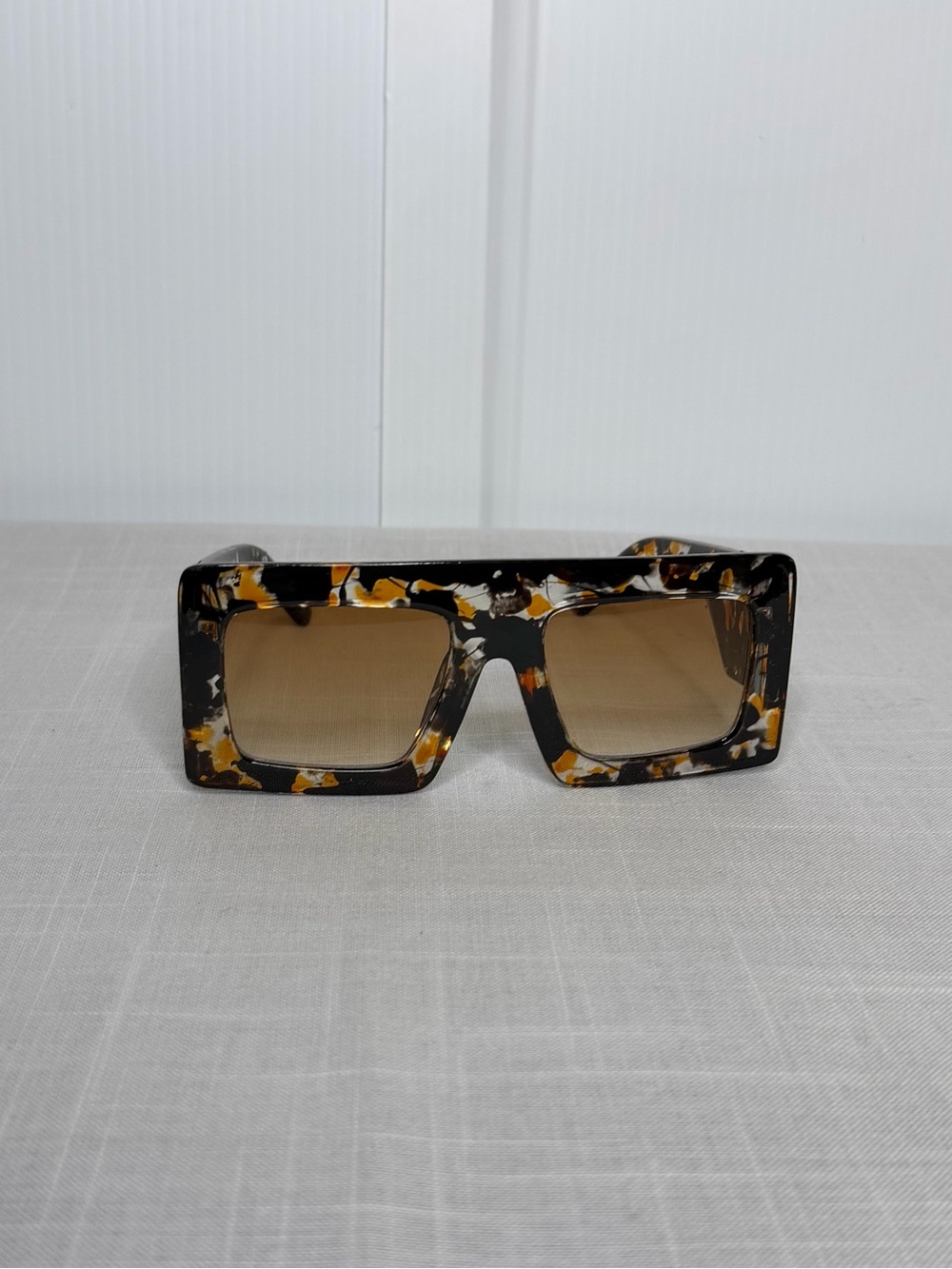 Oversized Square Tortoiseshell Sunglasses Brown Gradient Lens Gold Detail